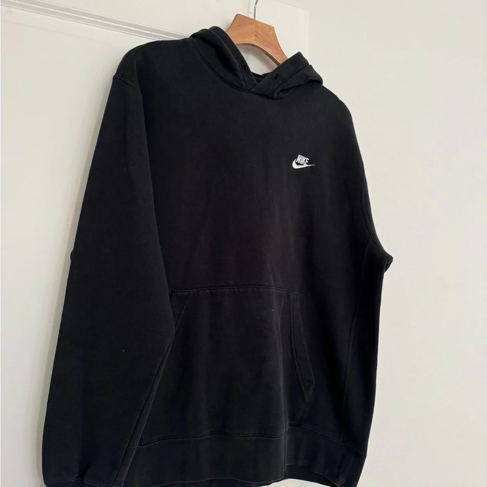 Nike men’s black basic hooded hoodie sweatshirt sweater size large - Picture 2 of 4